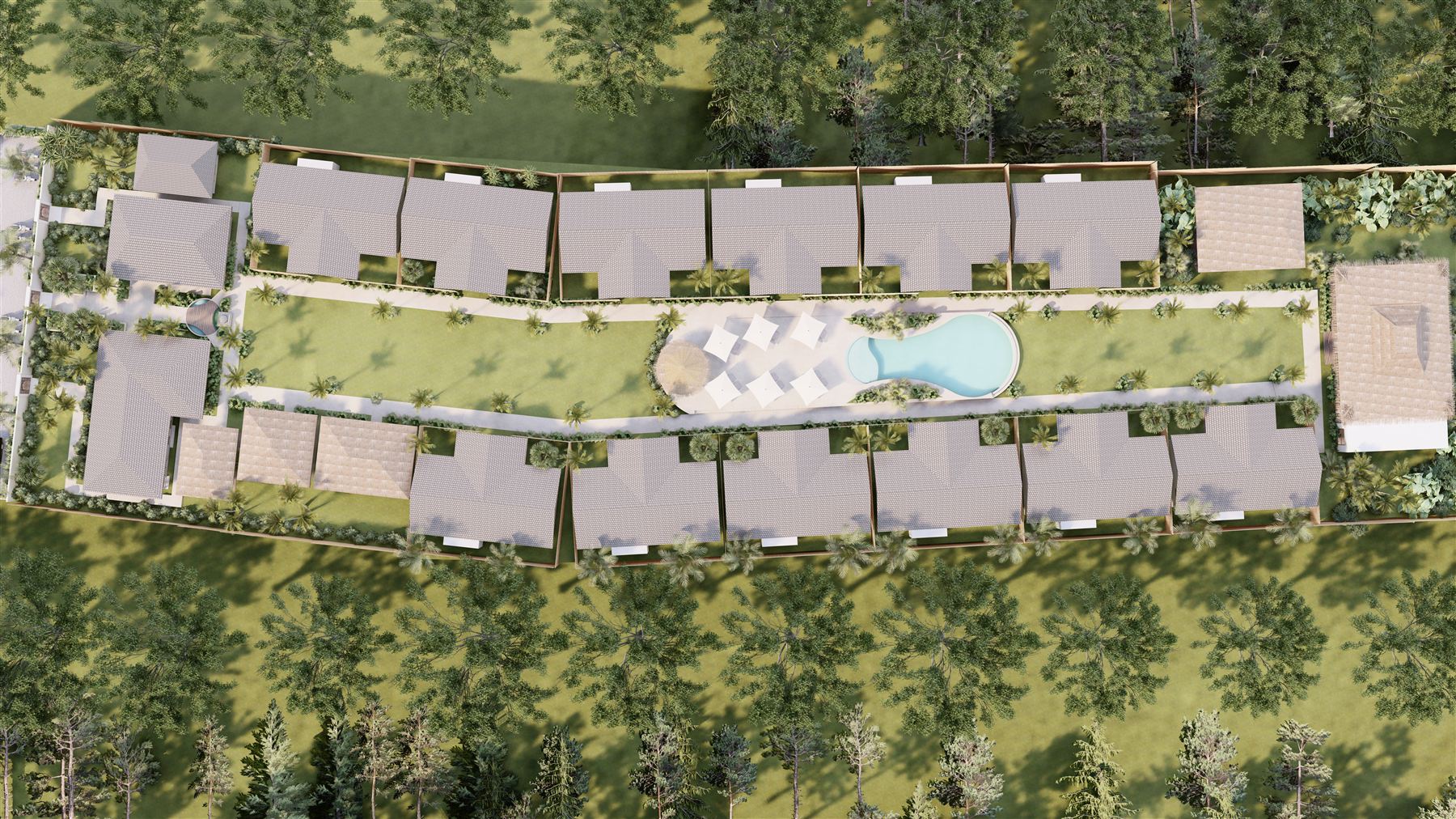 Plan masse du projet en vue aérienne